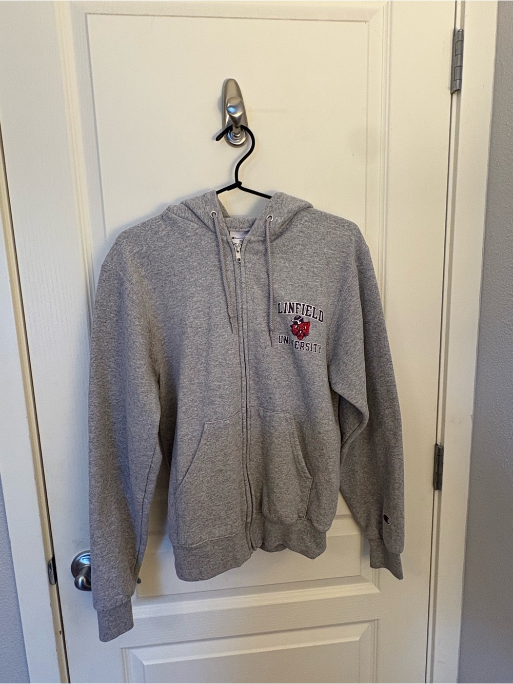 Linfield University Gray Zip-Up Hoodie Jacket